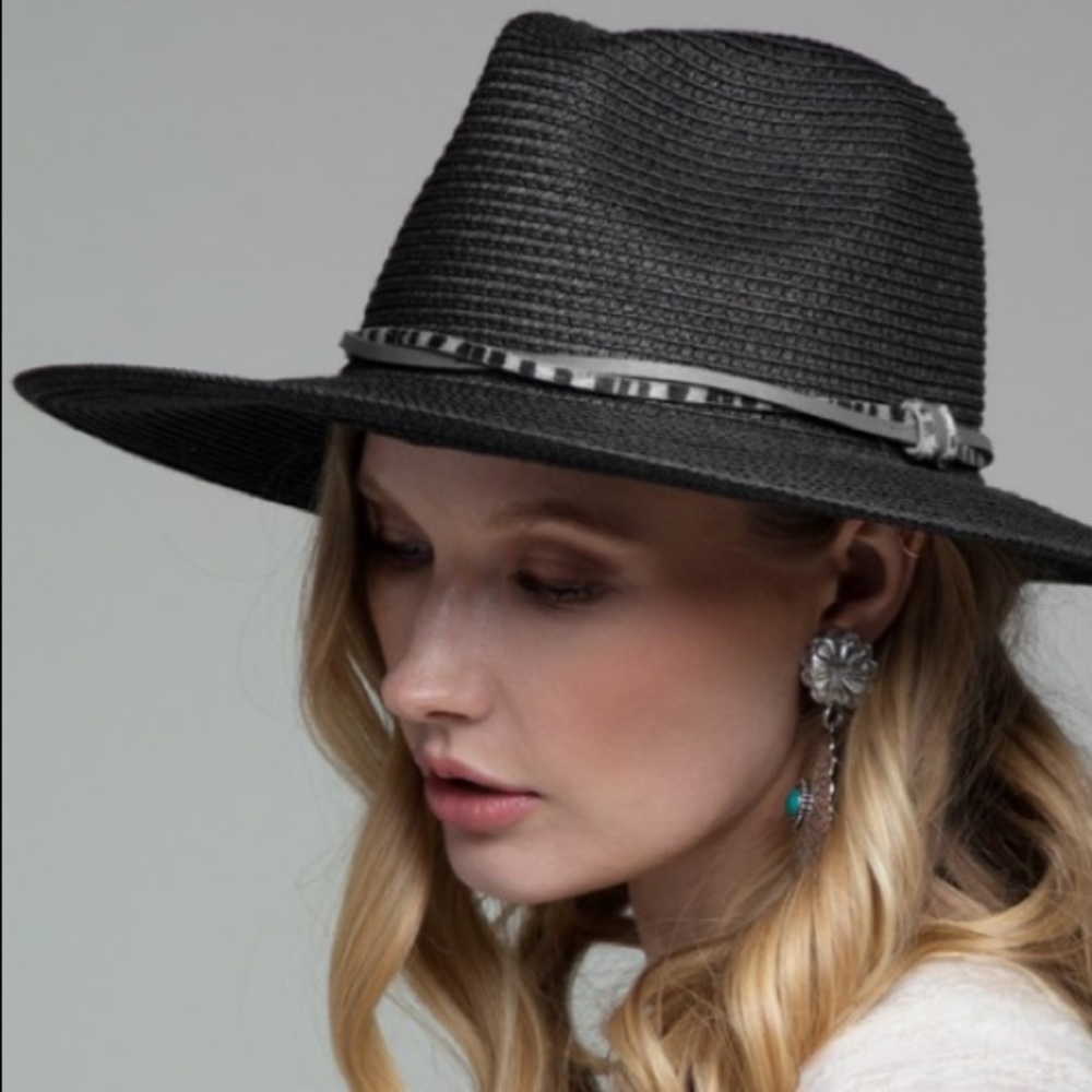 Boho Chic Wide Brim Panama Hat With Double Trim